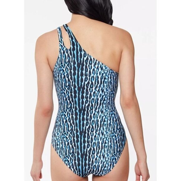 JESSICA Simpson Printed Sassy Safari One-Shoulder One-Piece Swimsuit. Size XL. - Picture 2 of 5